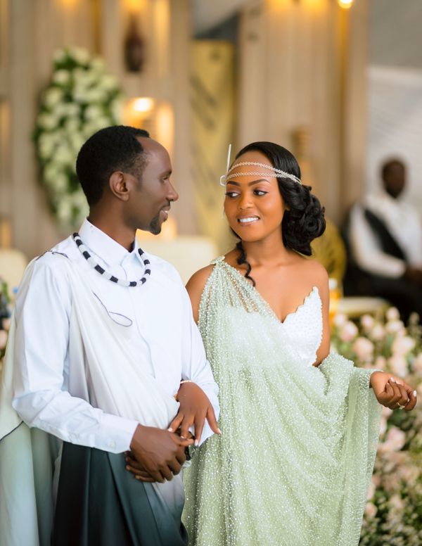 Rwandan couple in traditional wedding attire
